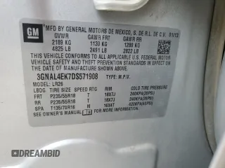 2013 Chevrolet Captiva Sport LTZ z VIN 3GNAL4EK7DS571908, wystawiony jako Copart lot #55936665 z przebiegiem 146 781 mil mil oraz Szkoda całkowita • Salvage title. Historia ofert i sprzedaży dostępna na DreamBid. Obrazek 14.