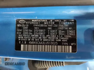 2020 Hyundai Kona SEL Plus with VIN KM8K6CAA3LU513025, listed as a Copart auction lot 49295355 with 96,983 mi miles and Non Repairable. Bid and sale history available at DreamBid. Image 16.