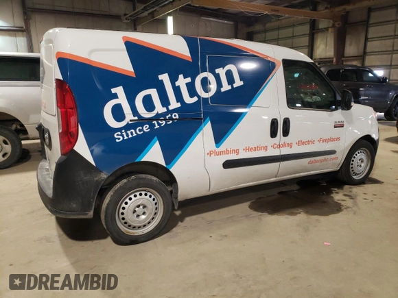 2021 Ram ProMaster City Cargo Tradesman with VIN ZFBHRFABXM6U25145, listed as a Copart auction lot 44509284 with 73,260 mi miles and Salvage Title. Bid and sale history available at DreamBid. Image 3.
