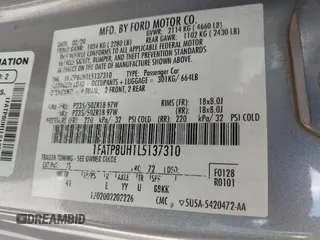 2020 Ford Mustang EcoBoost with VIN 1FATP8UH1L5137310, listed as a IAAI auction lot 41672021 with 90,246 mi miles. Bid and sale history available at carsss.com. Image 9.