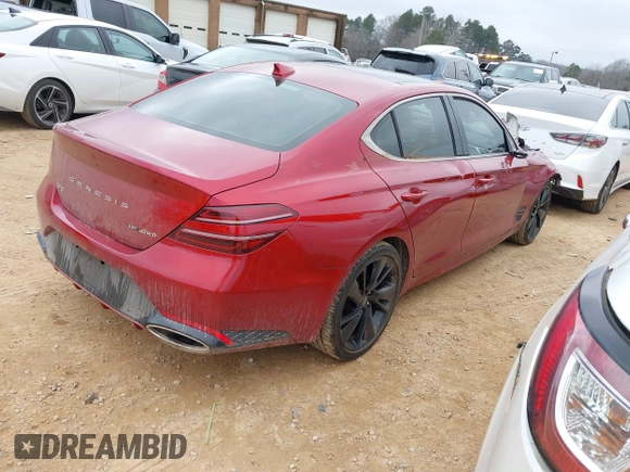 2023 Genesis G70 3.3T with VIN KMTG54TE7PU115245, listed as a IAAI auction lot 41420913 with 28,383 mi miles. Bid and sale history available at carsss.com. Image 4.
