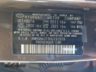 2017 Genesis G80 3.8L with VIN KMHGN4JE9HU191919, listed as a Copart auction lot 76667294 with 121,550 mi miles and Salvage Title. Bid and sale history available at DreamBid. Image 13.