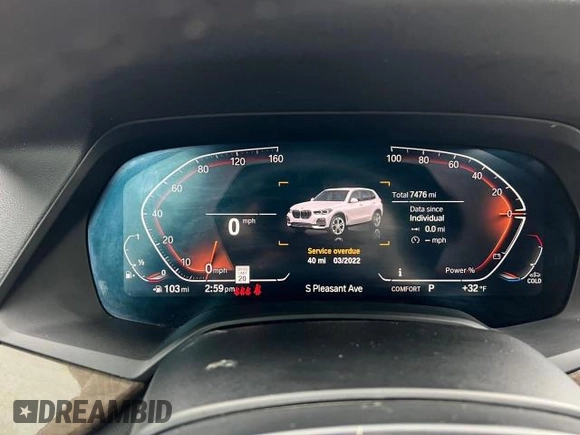 2021 BMW X5 xDrive40i with VIN 5UXCR6C03M9G52955, listed as a Copart auction lot 41009913 with 7,476 mi miles. Bid and sale history available at carsss.com. Image 8.