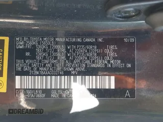2010 Lexus RX 350 with VIN 2T2BK1BAXAC032746, listed as a IAAI auction lot 41794442 with 138,639 mi miles. Bid and sale history available at carsss.com. Image 9.