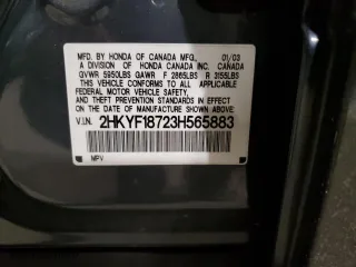 2003 Honda Pilot EX with VIN 2HKYF18723H565883, listed as a Copart auction lot 84520794 with 0 mi miles and Salvage Title. Bid and sale history available at carsss.com. Image 15.