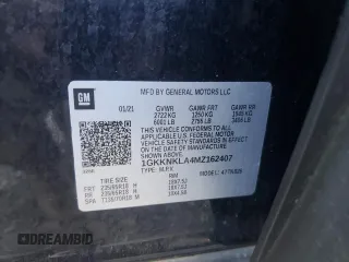 2021 GMC Acadia SLE with VIN 1GKKNKLA4MZ162407, listed as a Copart auction lot 49963725 with 141,122 mi miles and Salvage Title. Bid and sale history available at DreamBid. Image 16.