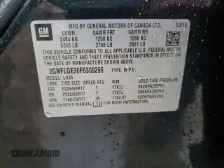 2015 Chevrolet Equinox LT with VIN 2GNFLGE36F6309296, listed as a Copart auction lot 43162555 with 105,997 mi miles and Non Repairable. Bid and sale history available at carsss.com. Image 12.