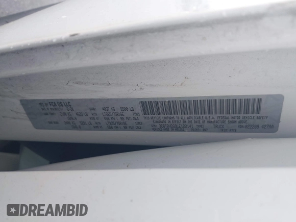 2020 Ram ProMaster Cargo with VIN 3C6TRVDG9LE122141, listed as a IAAI auction lot 41293221 with 78,143 mi miles and . Bid and sale history available at carsss.com. Image 9.