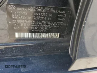 2013 Hyundai Sonata Limited z VIN 5NPEC4AC3DH591172, wystawiony jako Copart lot #58906375 z przebiegiem 171 765 mil mil oraz Szkoda całkowita • Salvage title. Historia ofert i sprzedaży dostępna na DreamBid. Obrazek 12.