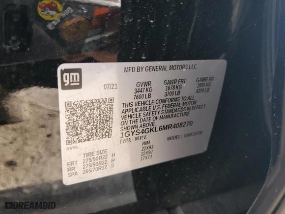 2021 Cadillac Escalade Sport Platinum with VIN 1GYS4GKL6MR408270, listed as a Copart auction lot 71308244 with 0 mi miles and Salvage Title. Bid and sale history available at carsss.com. Image 13.