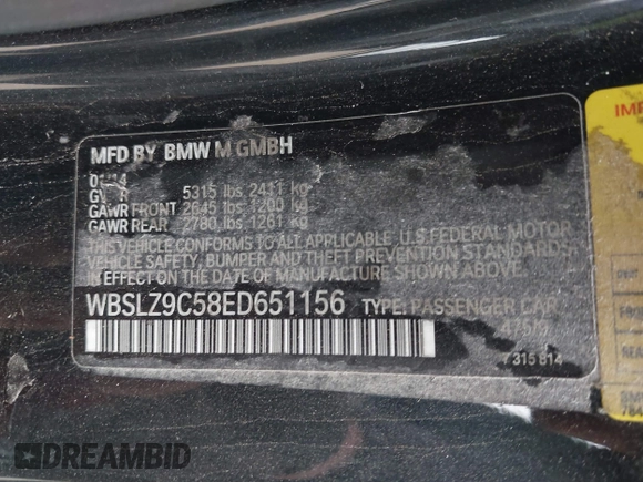 2014 BMW M6 z VIN WBSLZ9C58ED651156, wystawiony jako IAAI lot #41526192 z przebiegiem 90 642 mil mil oraz . Historia ofert i sprzedaży dostępna na DreamBid. Obrazek 9.