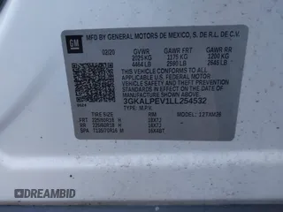 2020 GMC Terrain SLT z VIN 3GKALPEV1LL254532, wystawiony jako IAAI lot #41776655 z przebiegiem 182 687 mil mil oraz . Historia ofert i sprzedaży dostępna na DreamBid. Obrazek 9.