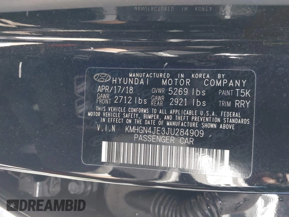 2018 Genesis G80 3.8L с VIN KMHGN4JE3JU284909, выставлен на аукционе IAAI как лот 42188611 с пробегом 37 215 миль миль и . История ставок и продаж доступна на DreamBid. Изображение 9.