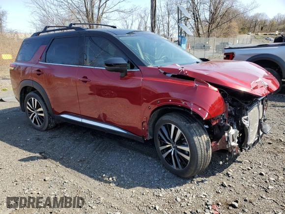 2024 Nissan Pathfinder Platinum with VIN 5N1DR3DK5RC291848, listed as a Copart auction lot 53316815 with 10,118 mi miles and Salvage title. Bid and sale history available at DreamBid. Image 4.