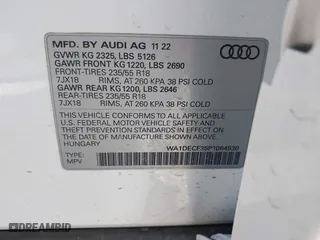 2023 Audi Q3 S line Premium with VIN WA1DECF35P1064930, listed as a IAAI auction lot 41872539 with 20,059 mi miles. Bid and sale history available at carsss.com. Image 9.