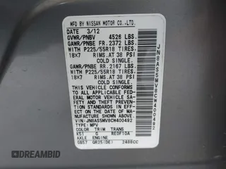 2012 Nissan Rogue S z VIN JN8AS5MV8CW400492, wystawiony jako IAAI lot #42133478 z przebiegiem 161 601 mil mil oraz . Historia ofert i sprzedaży dostępna na DreamBid. Obrazek 9.