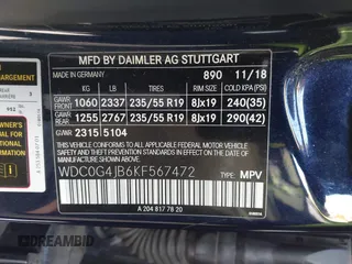 2019 Mercedes-Benz GLC with VIN WDC0G4JB6KF567472, listed as a IAAI auction lot 41691934 with 82,872 mi miles. Bid and sale history available at carsss.com. Image 9.