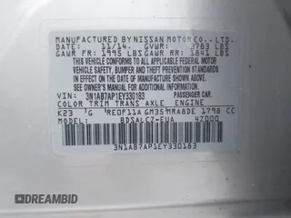 2014 Nissan Sentra SV with VIN 3N1AB7AP1EY330183, listed as a IAAI auction lot 42669962 with 149,861 mi miles and . Bid and sale history available at DreamBid. Image 9.