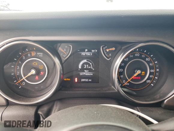 2022 Jeep Wrangler Sport S with VIN 1C4GJXAG2NW173555, listed as a Copart auction lot 87008354 with 28,932 mi miles and Salvage title. Bid and sale history available at DreamBid. Image 9.