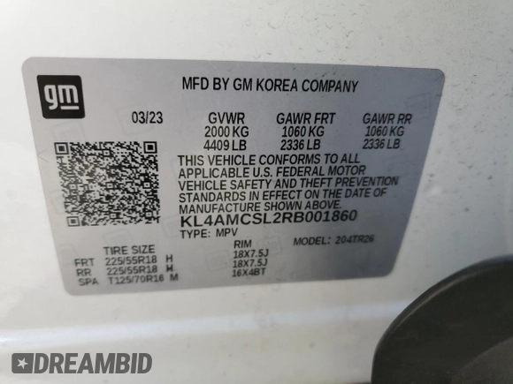 2024 Buick Encore GX Preferred with VIN KL4AMCSL2RB001860, listed as a Copart auction lot 50561185 with 34,854 mi miles and Salvage title. Bid and sale history available at DreamBid. Image 12.
