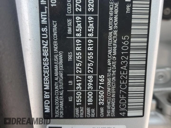 2014 Mercedes-Benz GL 450 with VIN 4JGDF7CE2EA321065, listed as a Copart auction lot 55396715 with Not provided miles and Salvage title. Bid and sale history available at DreamBid. Image 13.