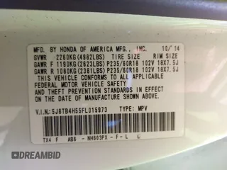 2015 Acura RDX Tech Pkg with VIN 5J8TB4H55FL015973, listed as a IAAI auction lot 42075177 with 134,011 mi miles. Bid and sale history available at carsss.com. Image 9.