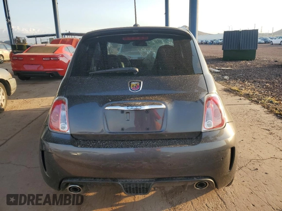 2015 FIAT 500 Abarth with VIN 3C3CFFFHXFT597430, listed as a Copart auction lot 55706425 with 67,026 mi miles and Salvage title. Bid and sale history available at DreamBid. Image 6.