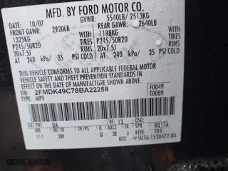 2008 Ford Edge Limited with VIN 2FMDK49C78BA22258, listed as a IAAI auction lot 41820068 with 999,999 mi miles. Bid and sale history available at carsss.com. Image 9.