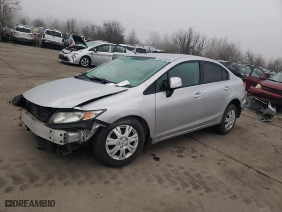 2013 Honda Civic Sdn LX with VIN 19XFB2F51DE265946, listed as a Copart auction lot 84639884 with 0 mi miles and Salvage Title. Bid and sale history available at carsss.com. Image 1.