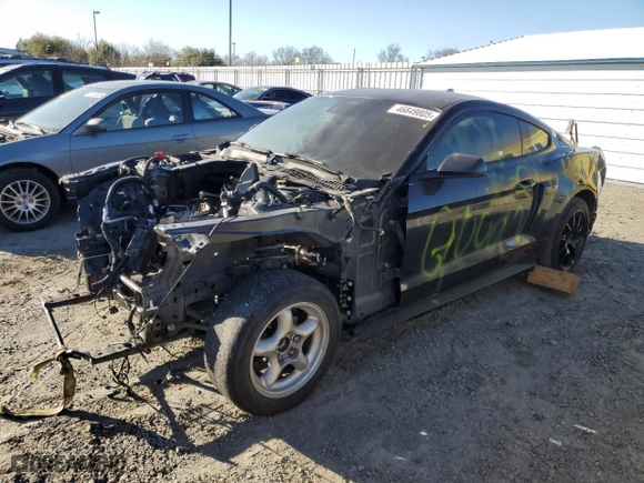 2023 Ford Mustang GT with VIN 1FA6P8CF4P5300101, listed as a Copart auction lot 46849805 with 0 mi miles and Salvage Title. Bid and sale history available at carsss.com. Image 1.