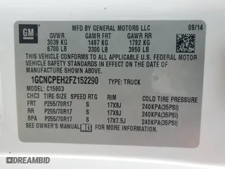 2015 Chevrolet Silverado 1500 Work Truck with VIN 1GCNCPEH2FZ152290, listed as a Copart auction lot 42751725 with 401,682 mi miles and Salvage Title. Bid and sale history available at carsss.com. Image 15.