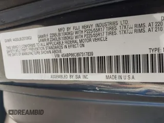 2009 Subaru Outback Limited with VIN 4S4BP66C897317839, listed as a IAAI auction lot 42755731 with 186,380 mi miles and . Bid and sale history available at DreamBid. Image 9.
