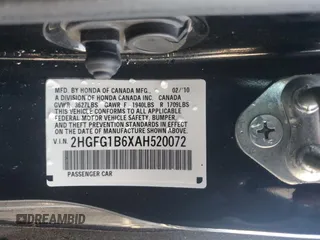 2010 Honda Civic Cpe LX with VIN 2HGFG1B6XAH520072, listed as a Copart auction lot 50145875 with 103,026 mi miles and Salvage Title. Bid and sale history available at carsss.com. Image 15.
