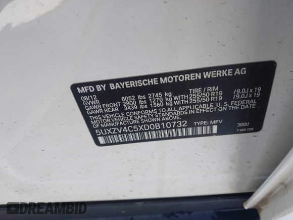 2013 BMW X5 xDrive35i z VIN 5UXZV4C5XD0B10732, wystawiony jako IAAI lot #41576548 z przebiegiem 131 237 mil mil oraz . Historia ofert i sprzedaży dostępna na DreamBid. Obrazek 9.