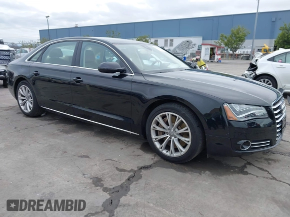 2012 Audi A8 L with VIN WAURVAFD7CN005452, listed as a IAAI auction lot 41529084 with 80,738 mi miles. Bid and sale history available at carsss.com. Image 1.