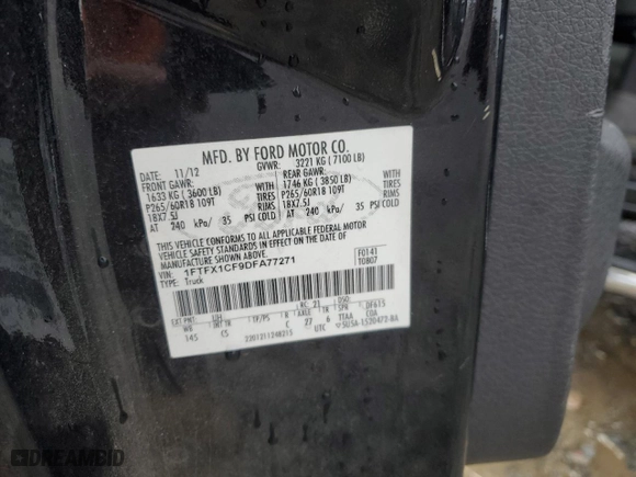 2013 Ford F-150 XL with VIN 1FTFX1CF9DFA77271, listed as a Copart auction lot 48432045 with 139,062 mi miles and Salvage Title. Bid and sale history available at carsss.com. Image 14.