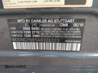 2010 Mercedes-Benz S 550 with VIN WDDNG7BB5AA326323, listed as a IAAI auction lot 42101314 with 112,946 mi miles and . Bid and sale history available at DreamBid. Image 9.