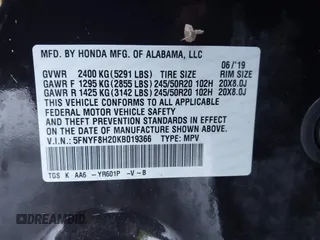 2019 Honda Passport Sport with VIN 5FNYF8H20KB019366, listed as a IAAI auction lot 41155033 with 79,250 mi miles and . Bid and sale history available at DreamBid. Image 9.