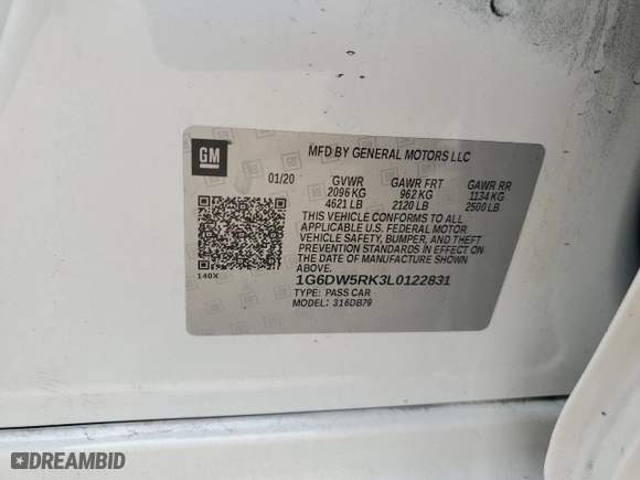 2020 Cadillac CT5 Luxury with VIN 1G6DW5RK3L0122831, listed as a Copart auction lot 55451854 with 37,074 mi miles and Salvage Title. Bid and sale history available at carsss.com. Image 12.