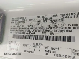 2013 Ford Escape SE with VIN 1FMCU0GX5DUA85464, listed as a IAAI auction lot 42701315 with 158,093 mi miles and . Bid and sale history available at DreamBid. Image 9.