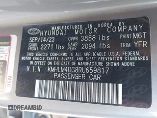 2024 Hyundai Elantra SEL z VIN KMHLM4DG8RU659817, wystawiony jako IAAI lot #41875167 z przebiegiem 31 674 mil mil oraz . Historia ofert i sprzedaży dostępna na DreamBid. Obrazek 9.