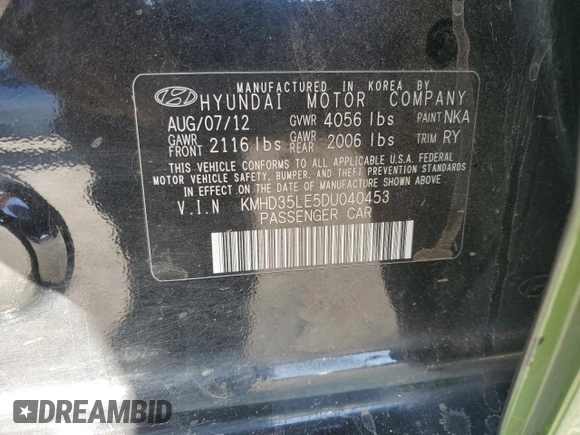 2013 Hyundai Elantra GT with VIN KMHD35LE5DU040453, listed as a Copart auction lot 67770493 with 72,432 mi miles and Salvage Title. Bid and sale history available at carsss.com. Image 13.