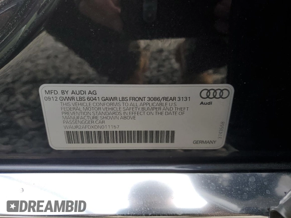2013 Audi A8 4.0L с VIN WAUR2AFDXDN011157, выставлен на аукционе Copart как лот 85088054 с пробегом 69 084 миль миль и Списание • Salvage title. История ставок и продаж доступна на DreamBid. Изображение 12.
