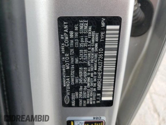 2022 Hyundai Palisade SEL with VIN KM8R24HE9NU373610, listed as a Copart auction lot 82117904 with 60,561 mi miles and Salvage title. Bid and sale history available at DreamBid. Image 15.