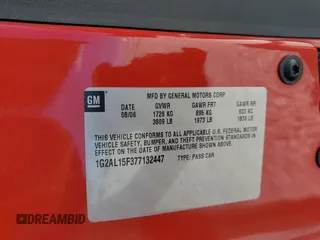 2007 Pontiac G5 z VIN 1G2AL15F377132447, wystawiony jako Copart lot #54859665 z przebiegiem 145 529 mil mil oraz Szkoda całkowita • Salvage title. Historia ofert i sprzedaży dostępna na DreamBid. Obrazek 12.