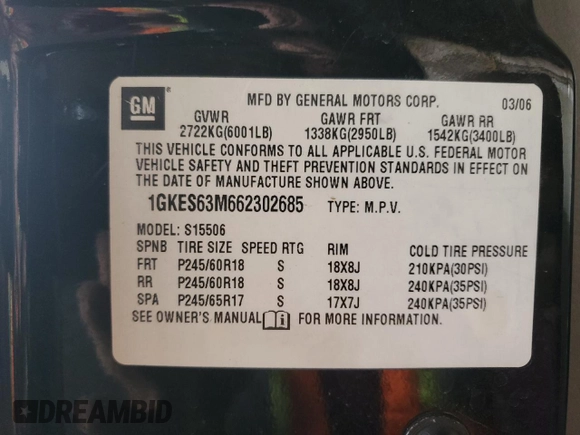 2006 GMC Envoy Denali with VIN 1GKES63M662302685, listed as a Copart auction lot 74315054 with 80,134 mi miles and Salvage Title. Bid and sale history available at carsss.com. Image 13.