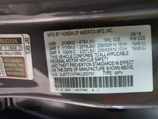 2019 Acura RDX w/Advance Pkg with VIN 5J8TC1H74KL000761, listed as a Copart auction lot 41697694 with 33,348 mi miles. Bid and sale history available at carsss.com. Image 14.