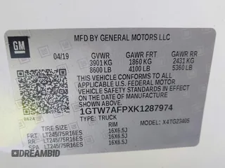 2019 GMC Savana Cargo with VIN 1GTW7AFPXK1287974, listed as a IAAI auction lot 41923464 with 148,348 mi miles and . Bid and sale history available at DreamBid. Image 9.