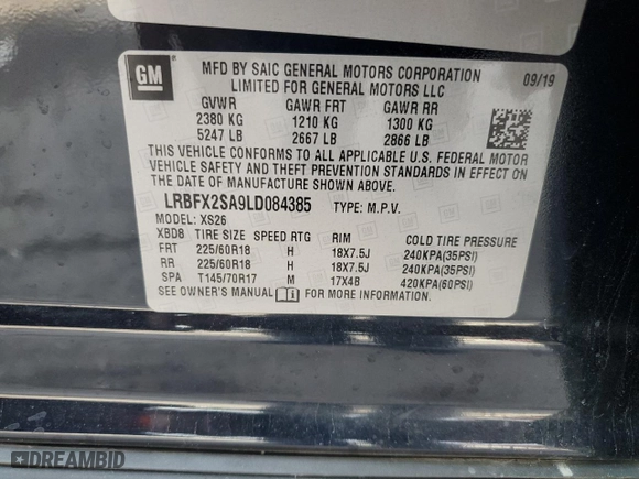 2020 Buick Envision Essence with VIN LRBFX2SA9LD084385, listed as a Copart auction lot 81738604 with 34,808 mi miles and Salvage Title. Bid and sale history available at carsss.com. Image 13.
