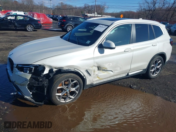 2023 BMW X3 xDrive30i with VIN 5UX53DP02P9P22066, listed as a IAAI auction lot 41843127 with 22,960 mi miles and . Bid and sale history available at DreamBid. Image 2.